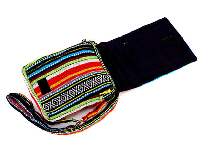 Skull Mushroom Hemp Passport Bag | Hand Embroidered Messenger Bag