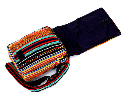 Skull Mushroom Hemp Passport Bag | Hand Embroidered Messenger Bag