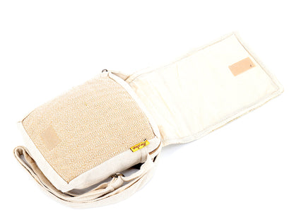 Skull Mushroom Hemp Passport Bag | Hand Embroidered Messenger Bag