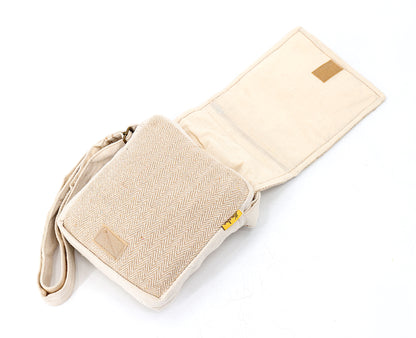 Mushroom Hemp Passport Bag | Hand Embroidered Messenger Bag