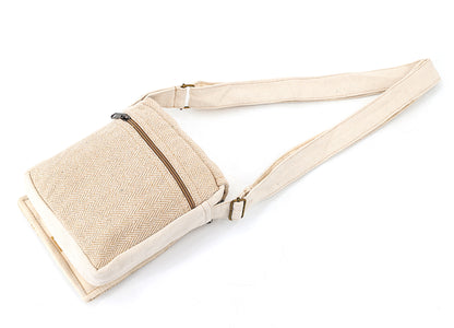 Mushroom Hemp Passport Bag | Hand Embroidered Messenger Bag