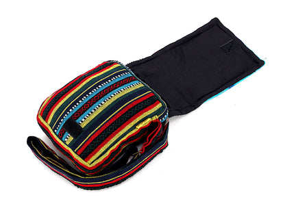 Mushroom Hemp Passport Bag | Hand Embroidered Messenger Bag