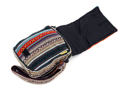 Mushroom Hemp Passport Bag | Hand Embroidered Messenger Bag