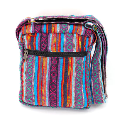 Frog Mushroom Hemp Passport Bag | Hand Embroidered Messenger Bag