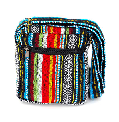 Frog Mushroom Hemp Passport Bag | Hand Embroidered Messenger Bag