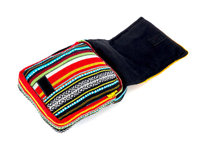 Frog Mushroom Hemp Passport Bag | Hand Embroidered Messenger Bag