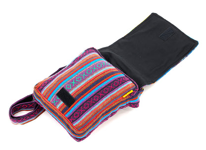 Frog Mushroom Hemp Passport Bag | Hand Embroidered Messenger Bag