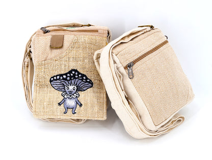 Mushroom Elf Hemp Passport Bag | Hand Embroidered Festival Bag