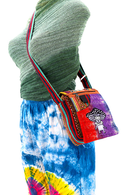 Mushroom Elf Hemp Passport Bag | Hand Embroidered Festival Bag