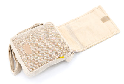 Moon Mushroom Hemp Passport Bag | Hand Embroidered Messenger Bag