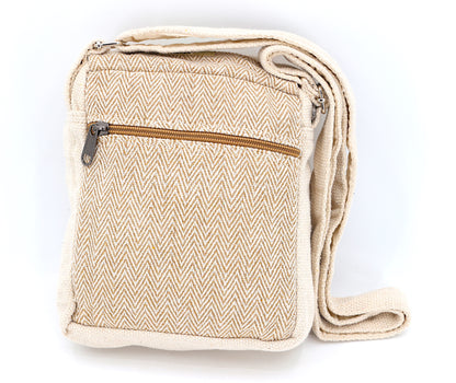 Moon Mushroom Hemp Passport Bag | Hand Embroidered Messenger Bag