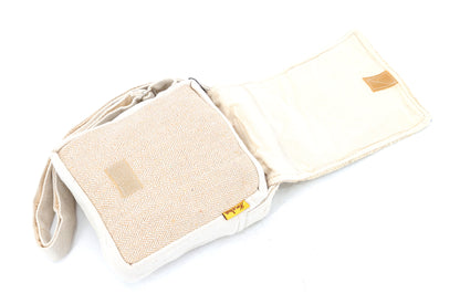 Hamsa Hand Hemp Passport Bag | Hand Embroidered Messenger Bag