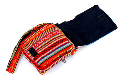 Hamsa Hand Hemp Passport Bag | Hand Embroidered Messenger Bag