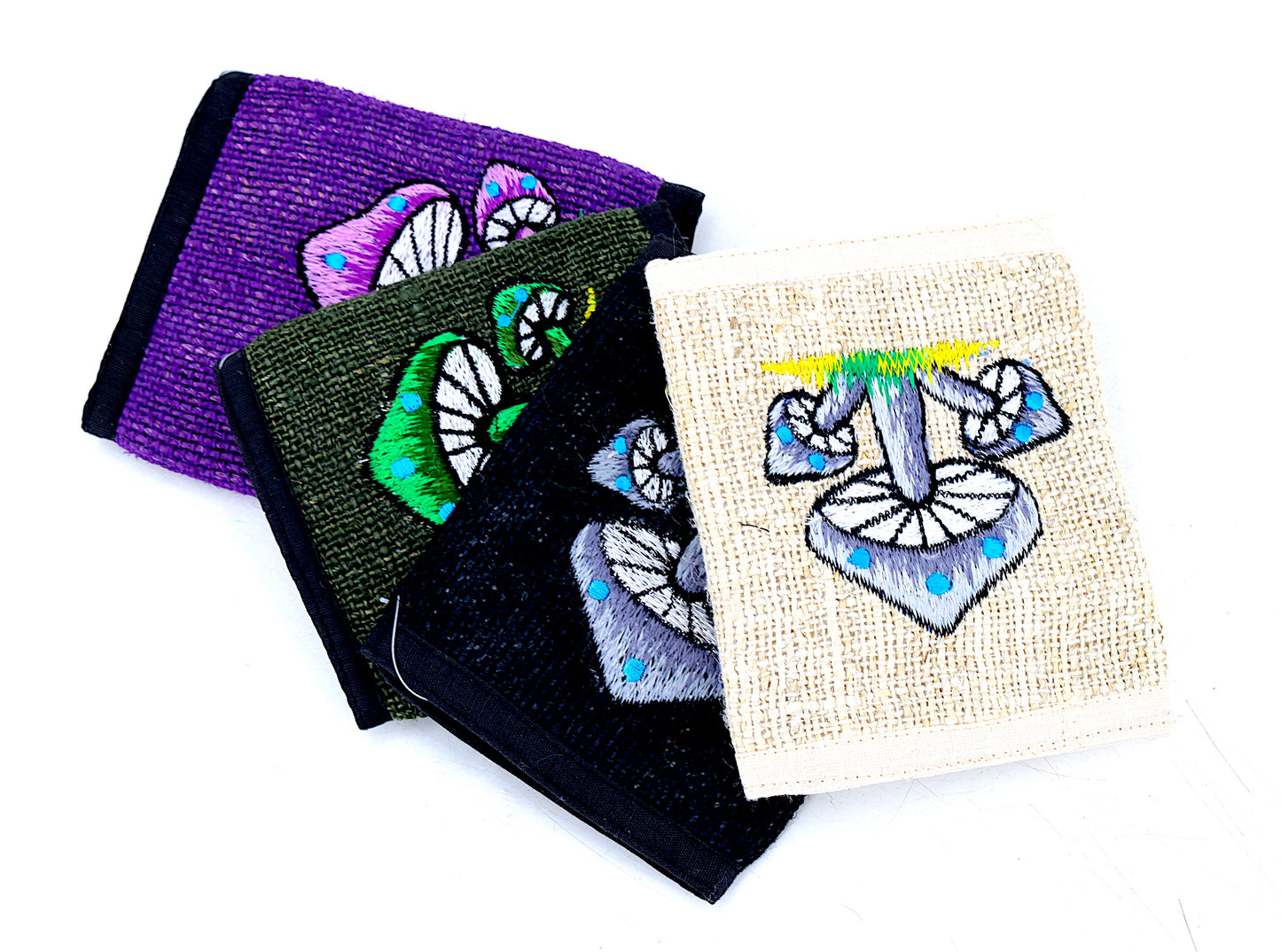 100% Hemp Multi Mushroom Embroidered Tri-Fold Wallet