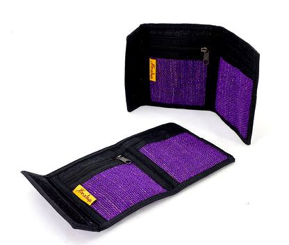 100% Hemp Elephant Hand Embroidered Tri-Fold Wallet