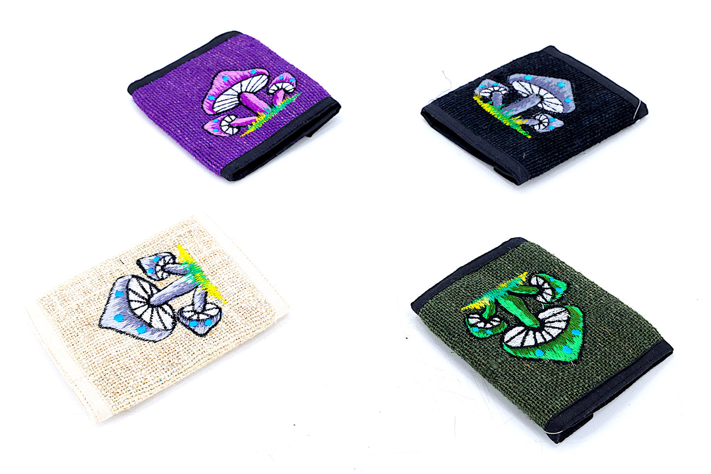 100% Hemp Multi Mushroom Embroidered Tri-Fold Wallet