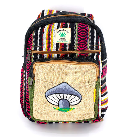 Mushroom Hemp Sling Backpack | Embroidered Shoulder Bag