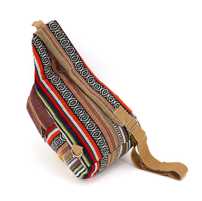 Mushroom Hemp Sling Backpack | Embroidered Shoulder Bag