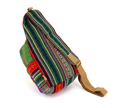 Mushroom Hemp Sling Backpack | Embroidered Shoulder Bag