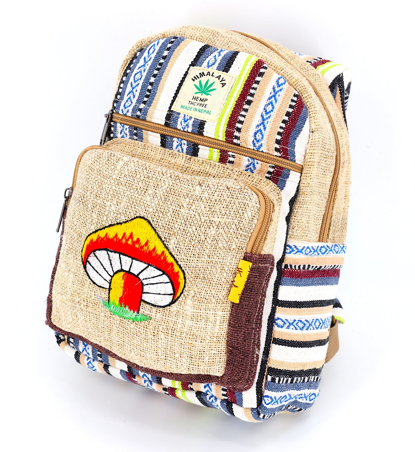 Hemp Mushroom Hand Embroidered Sling Backpack