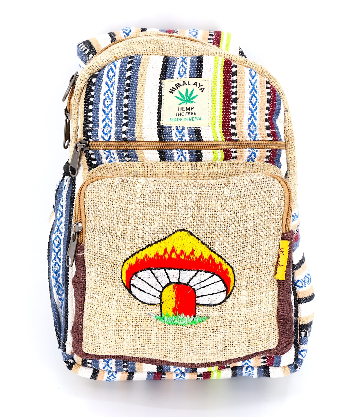 Hemp Mushroom Hand Embroidered Sling Backpack