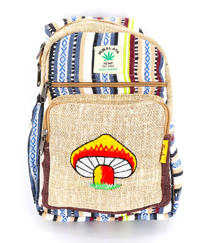 Mushroom Hemp Sling Backpack | Embroidered Shoulder Bag