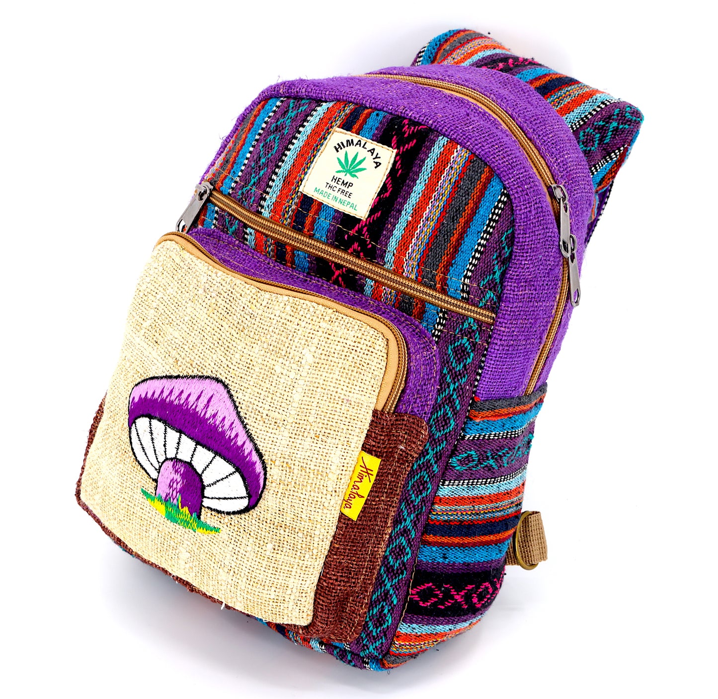 Hemp Mushroom Hand Embroidered Sling Backpack