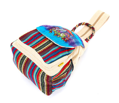 Hemp Frog Mushroom Hand Embroidered Convertible Backpack