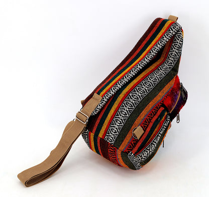 Moon & Mushroom Hemp Sling Backpack | Tie Dye Shoulder Bag