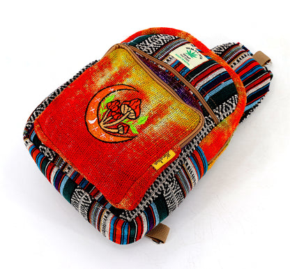 Moon & Mushroom Hemp Sling Backpack | Tie Dye Shoulder Bag