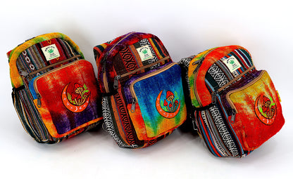 Moon & Mushroom Hemp Sling Backpack | Tie Dye Shoulder Bag