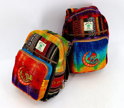 Moon & Mushroom Hemp Sling Backpack | Tie Dye Shoulder Bag