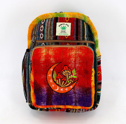 Moon & Mushroom Hemp Sling Backpack | Tie Dye Shoulder Bag