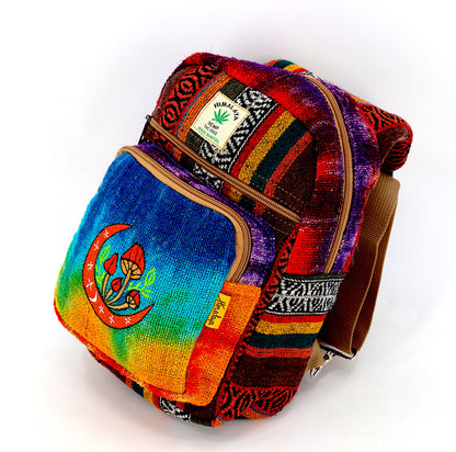 Moon & Mushroom Hemp Sling Backpack | Tie Dye Shoulder Bag