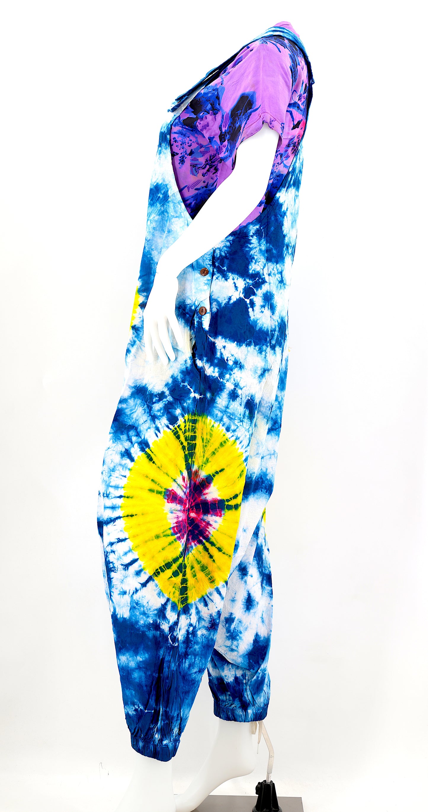 Cotton Hippie Handmade Tie Dye Drop Down Bohemian Overalls