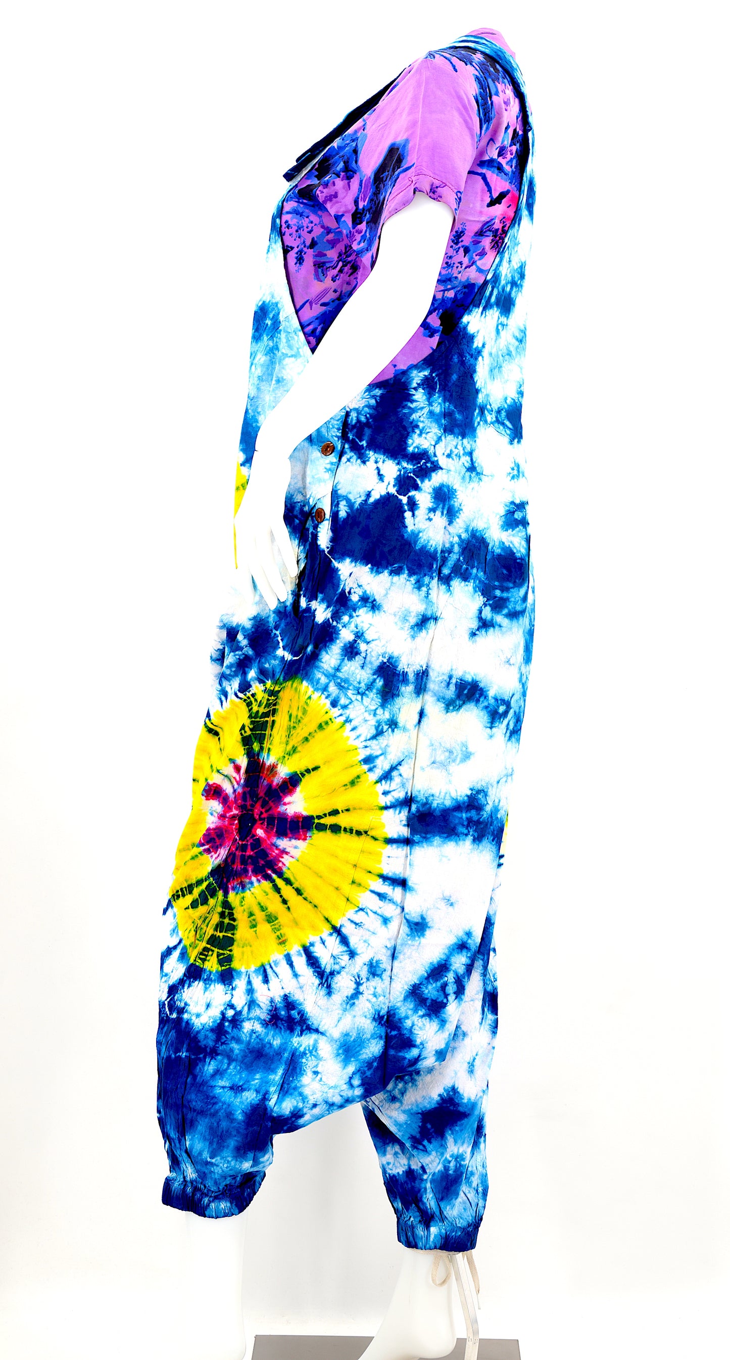 Cotton Hippie Handmade Tie Dye Drop Down Bohemian Overalls