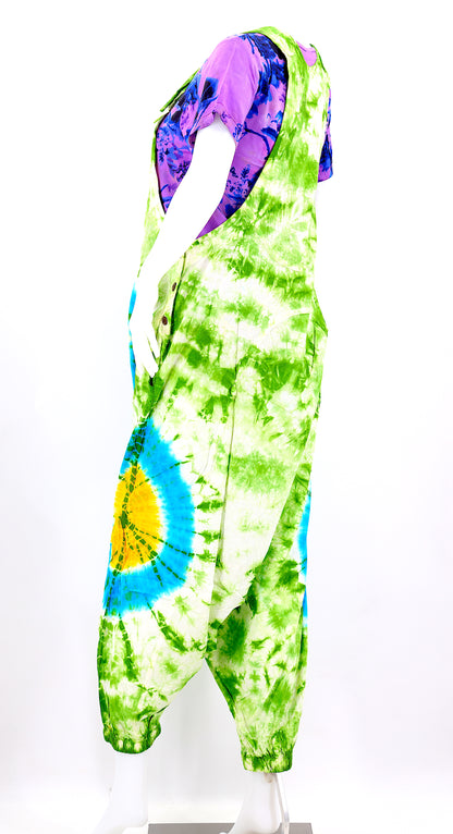 Tie Dye Drop Down Overalls | Classic Cotton Jumpsuit