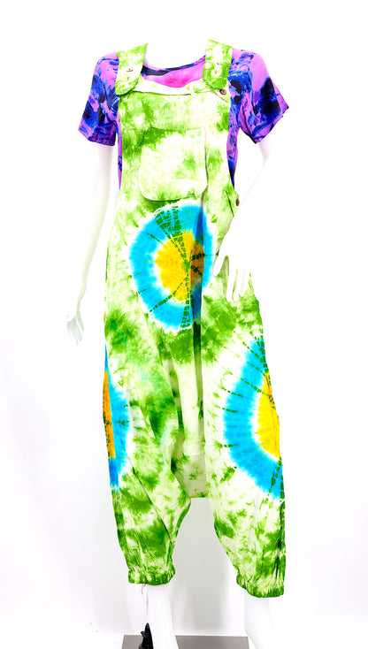 Tie Dye Drop Down Overalls | Classic Cotton Jumpsuit
