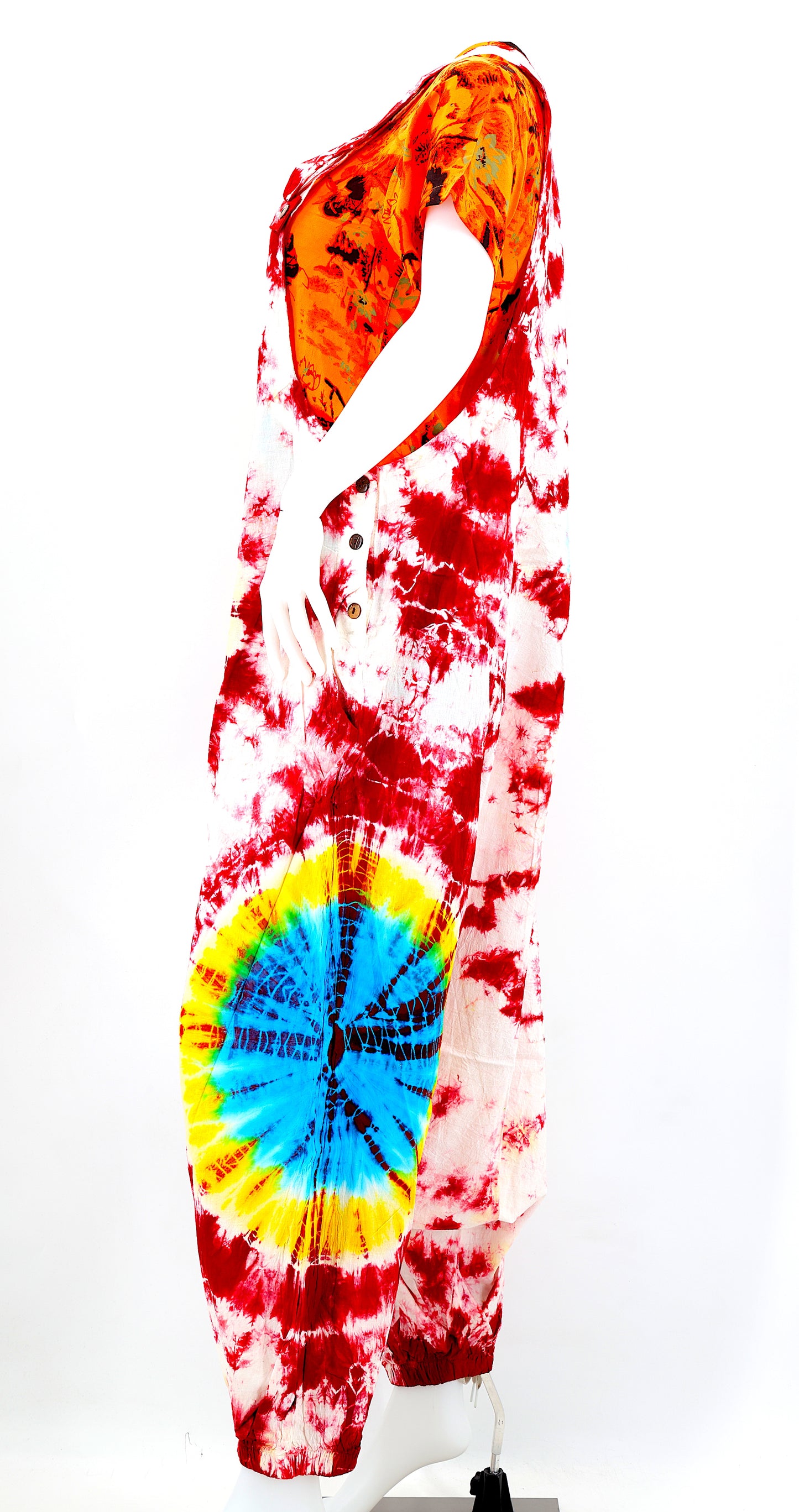 Cotton Hippie Handmade Tie Dye Drop Down Bohemian Overalls