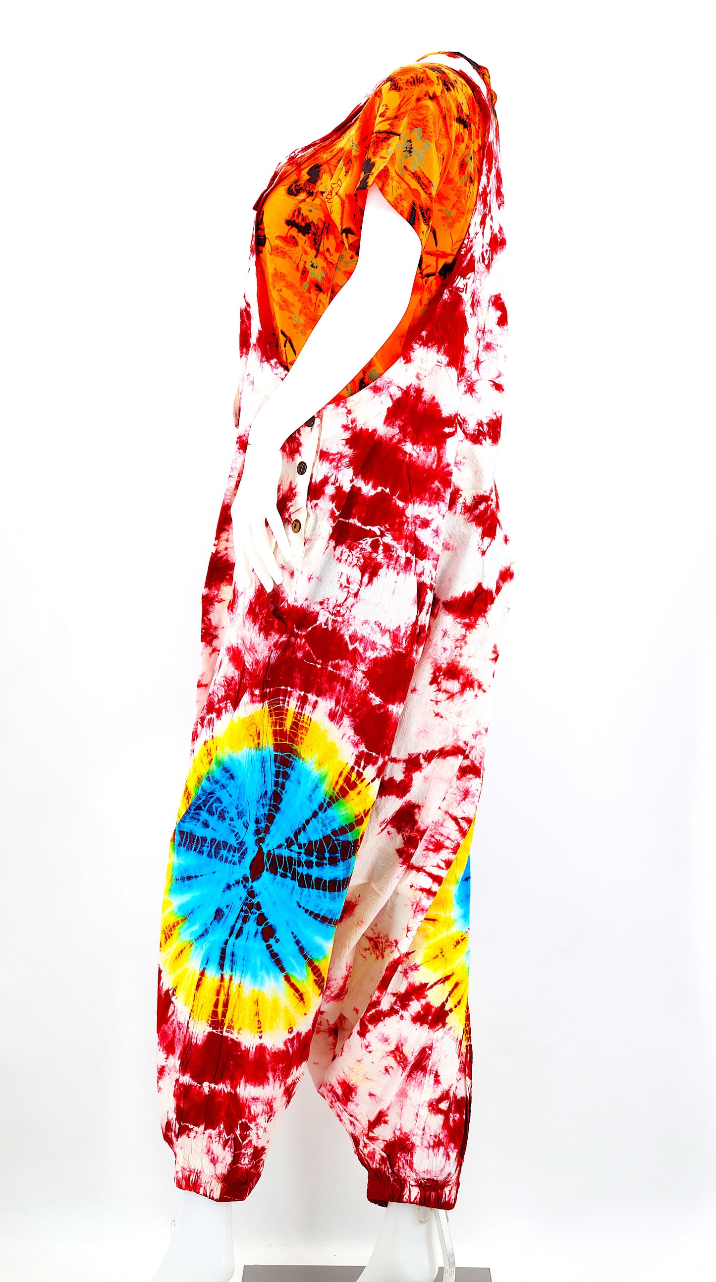 Cotton Hippie Handmade Tie Dye Drop Down Bohemian Overalls