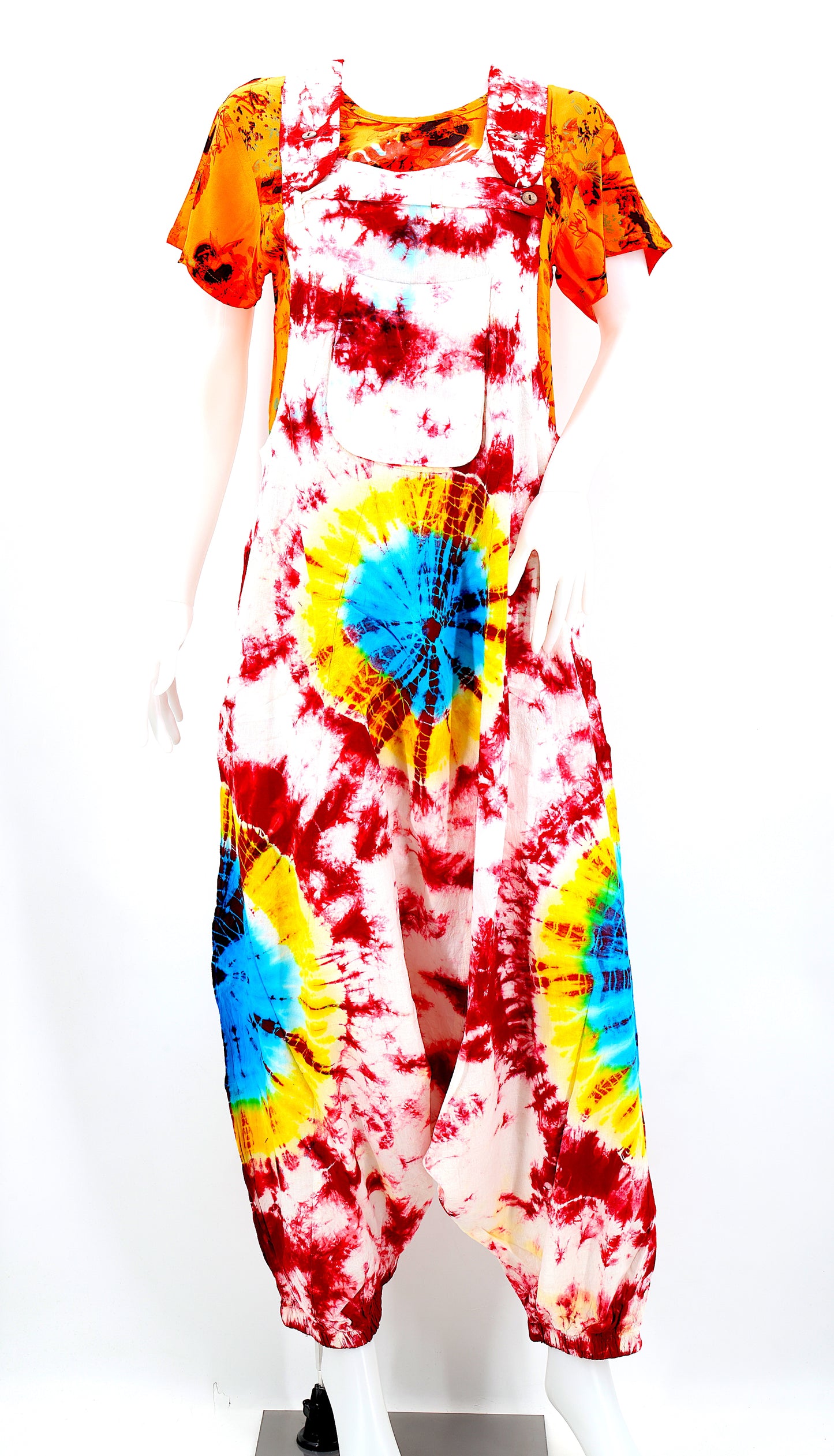 Cotton Hippie Handmade Tie Dye Drop Down Bohemian Overalls