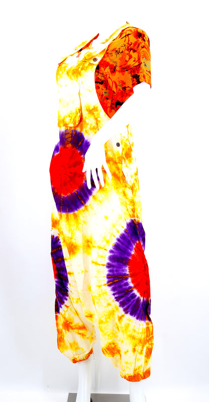 Tie Dye Drop Down Overalls | Classic Cotton Jumpsuit