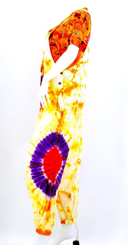 Tie Dye Drop Down Overalls | Classic Cotton Jumpsuit