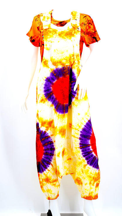 Tie Dye Drop Down Overalls | Classic Cotton Jumpsuit