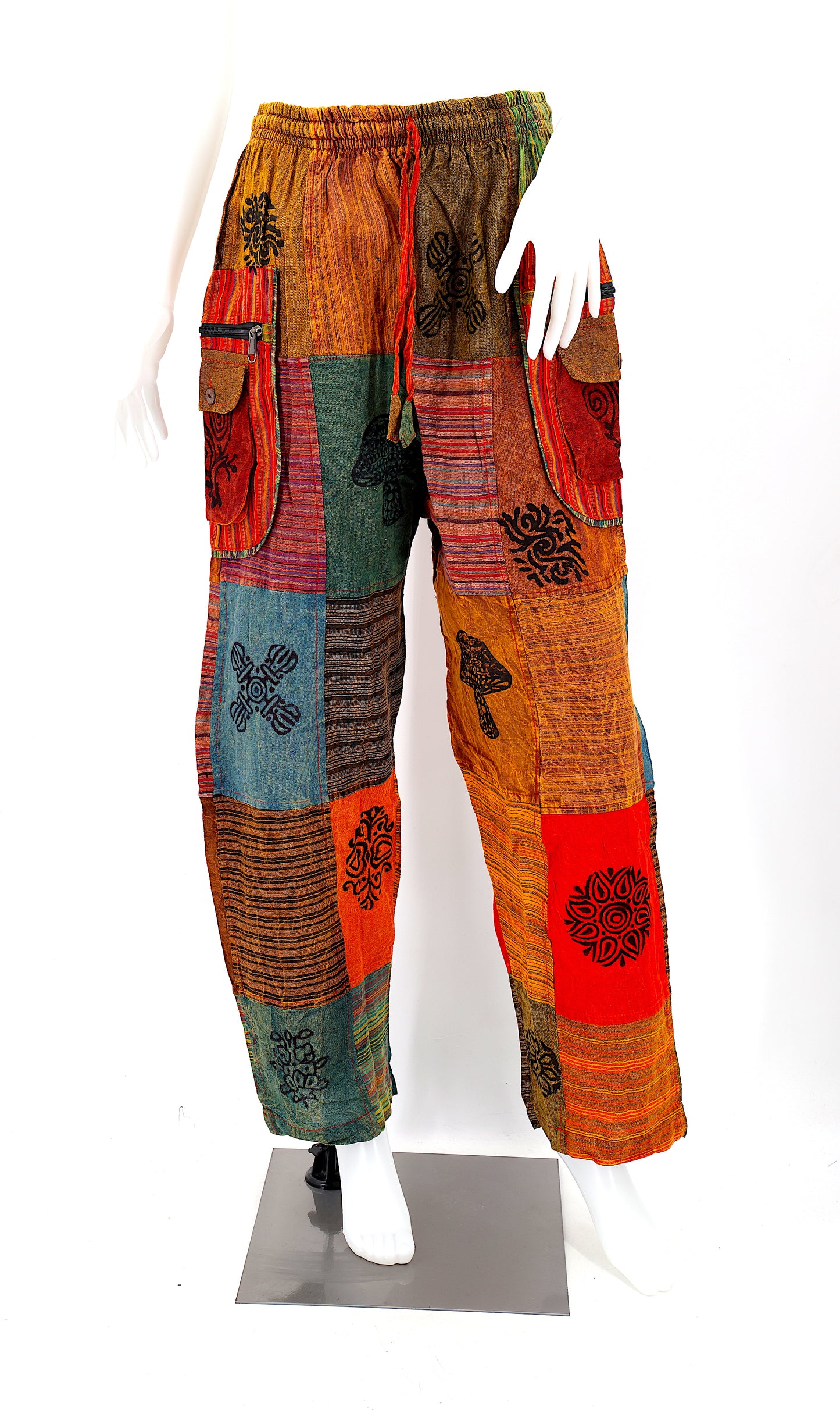 Cotton Hippie Handmade Harem Patchwork Zipper Pocket Bohemian Trousers