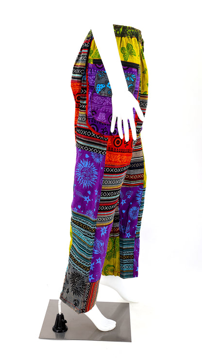 Gheri Patchwork Psychedelic - Handmade Straight Leg Cotton Pants