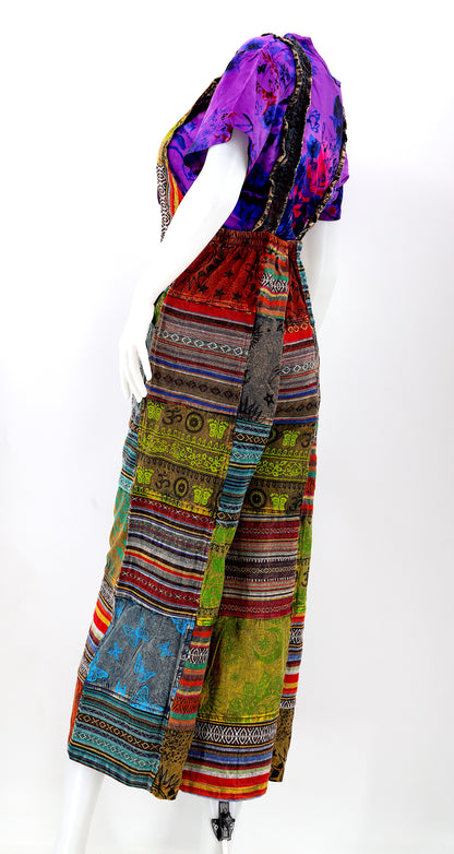Gheri Wide Leg Overalls | Patchwork Cotton Jumpsuit