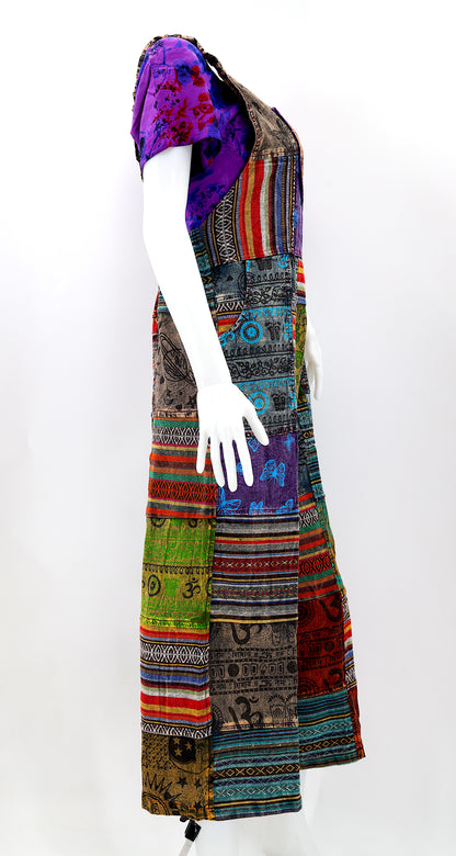 Gheri Wide Leg Overalls | Patchwork Cotton Jumpsuit