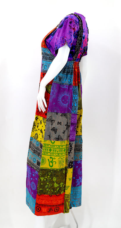 Festival Patchwork Overalls | Colorful Cotton Jumpsuit