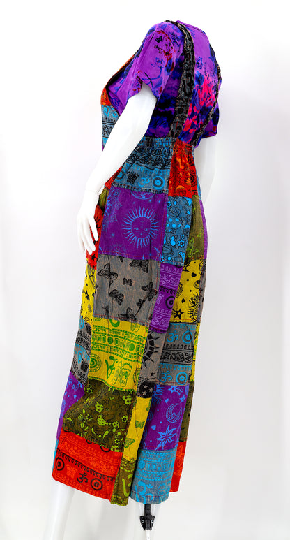 Festival Patchwork Overalls | Colorful Cotton Jumpsuit